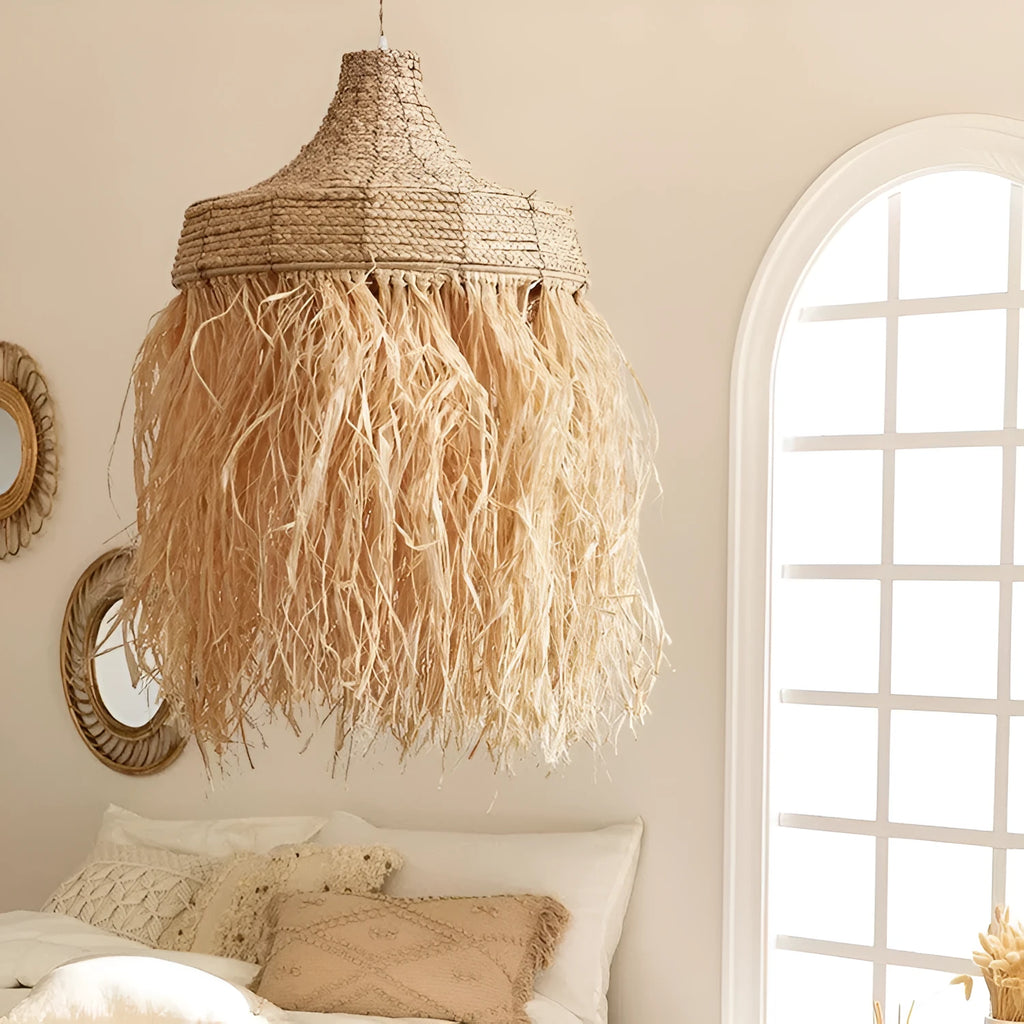 50cm diameter retro restaurant chandelier with wild vetch and willow weaving construction