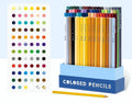 Boxed set of 72 or 126 coloured art pencils with basswood bodies for drawing and painting exams.