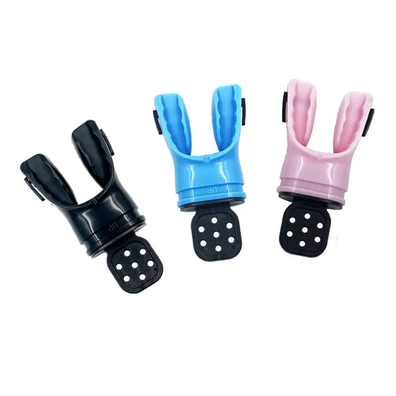 110mm long edible silicone diving mouthpiece in various colours including black, blue, green, pink, white, and yellow