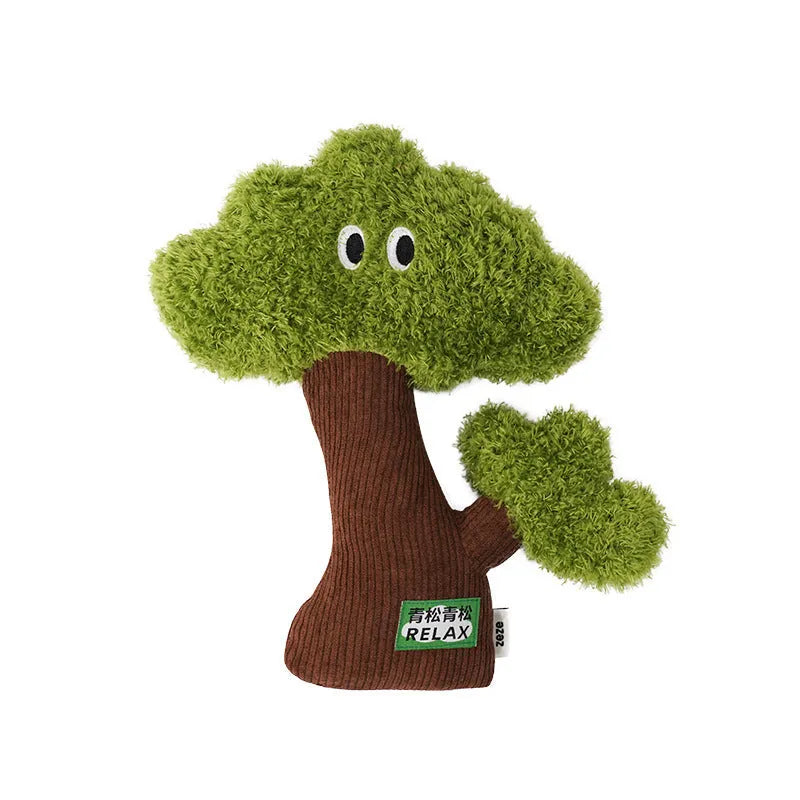 Pine tree shaped cat mint toy bag pendant with hanging cord and teasing stick