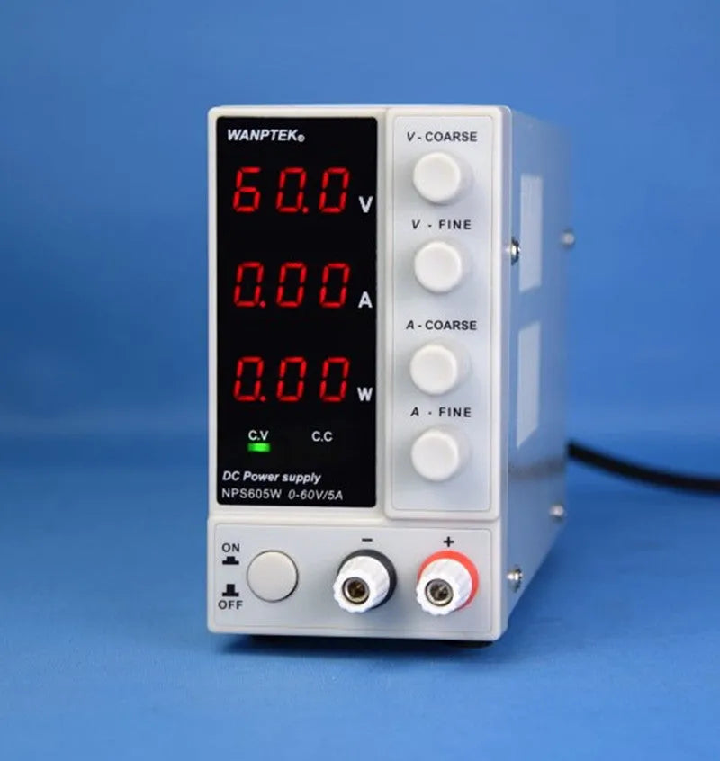 White adjustable DC power supply unit for mobile phone and notebook repair with digital display