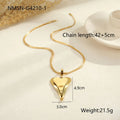 Women's stainless steel double heart snake bones geometric pendant necklace on regular chain