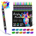 Set of washable double-headed acrylic marker pens with quick-drying opaque colours in plastic casing