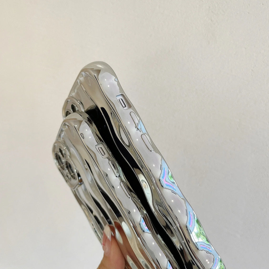 Electroplated three-dimensional wave stripe protective case for iPhone 17 series in various colour options