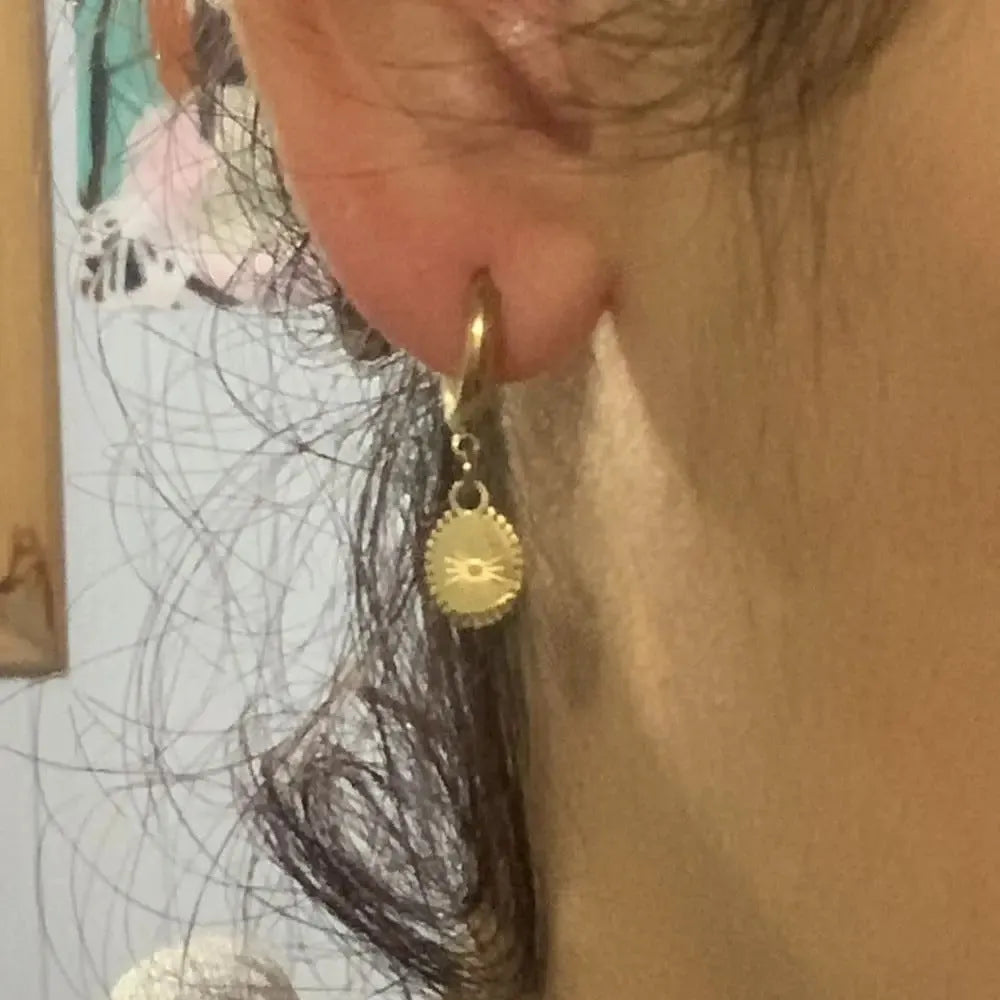 Geometric ellipse stainless steel ear button earrings with a non-fading finish, colour XY-EH005.