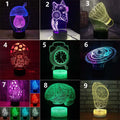 3D colourful touch remote control LED desk lamp with USB cable and remote on desk