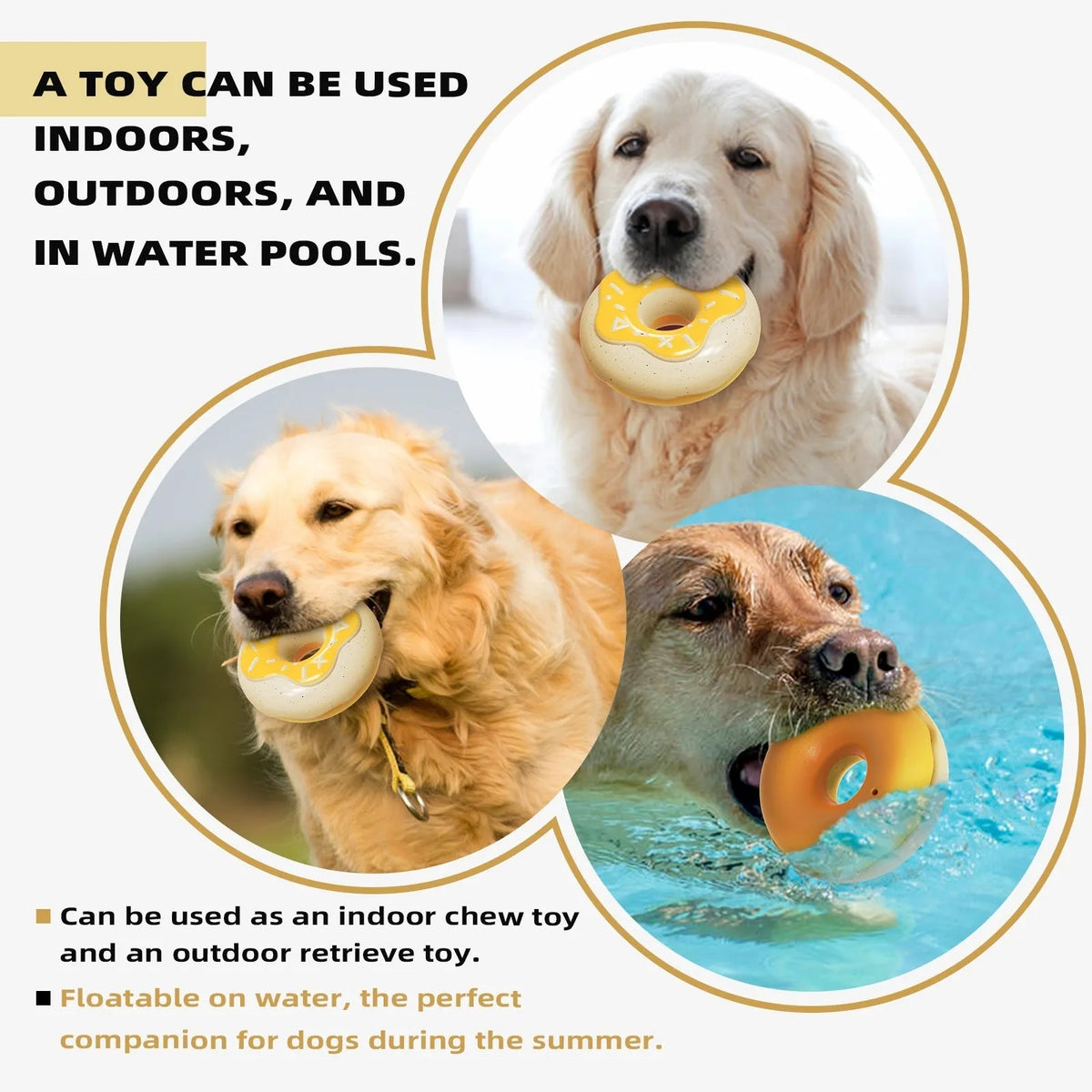 Donut-shaped dog chew toy in pink with textured surface for teeth cleaning