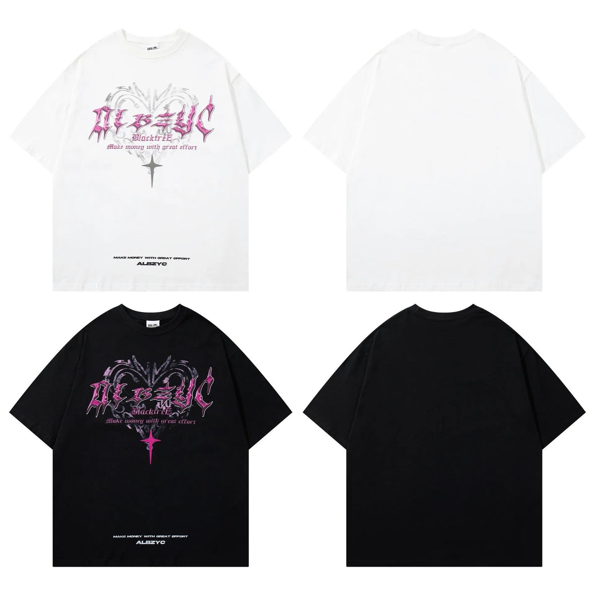 Men's printed retro design cotton t-shirt in loose fit with short sleeves