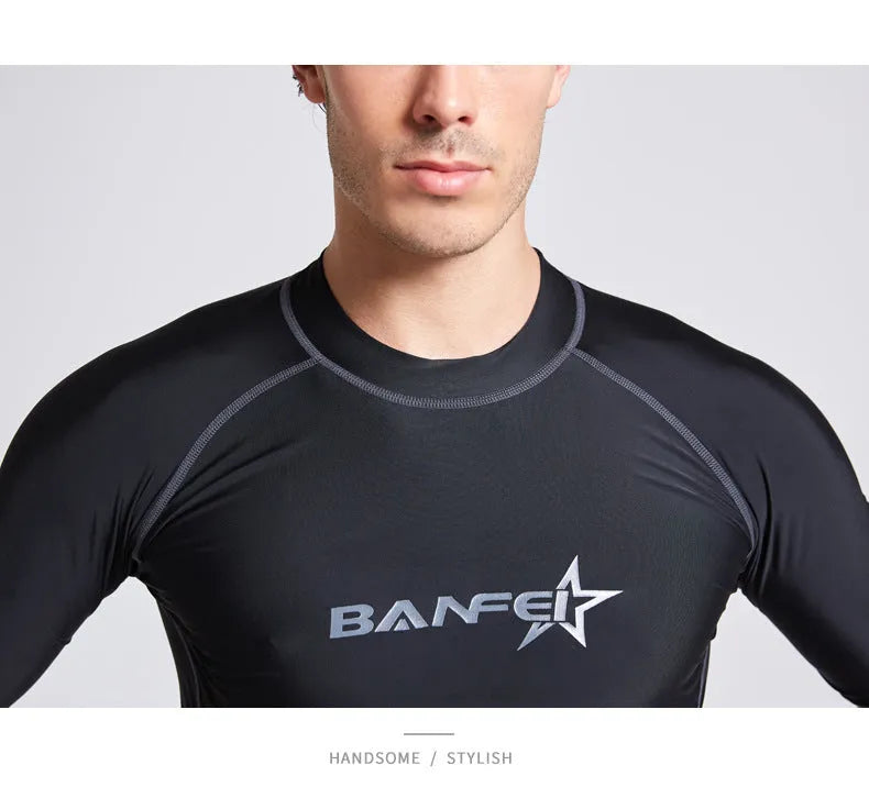 Men's quick-drying half sleeve swimsuit set in nylon for snorkeling and surfing