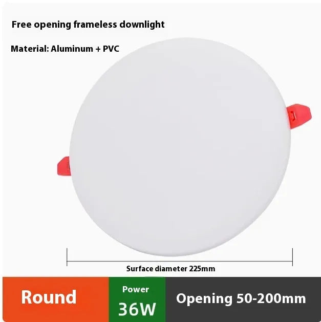Ultra-thin aluminium LED panel light with circular and square shape options for ceiling mounting