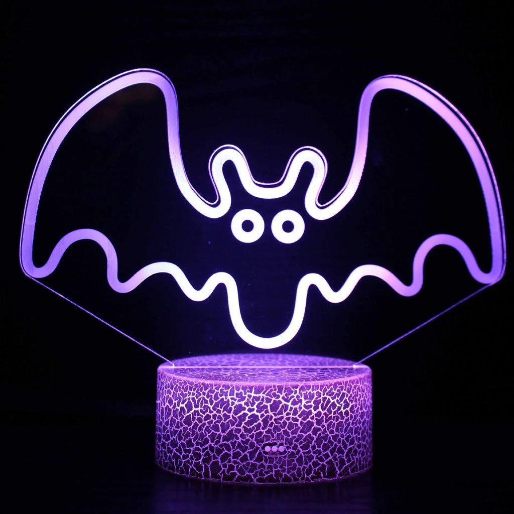 Colourful acrylic 3D USB table lamp with touch control on a small black base