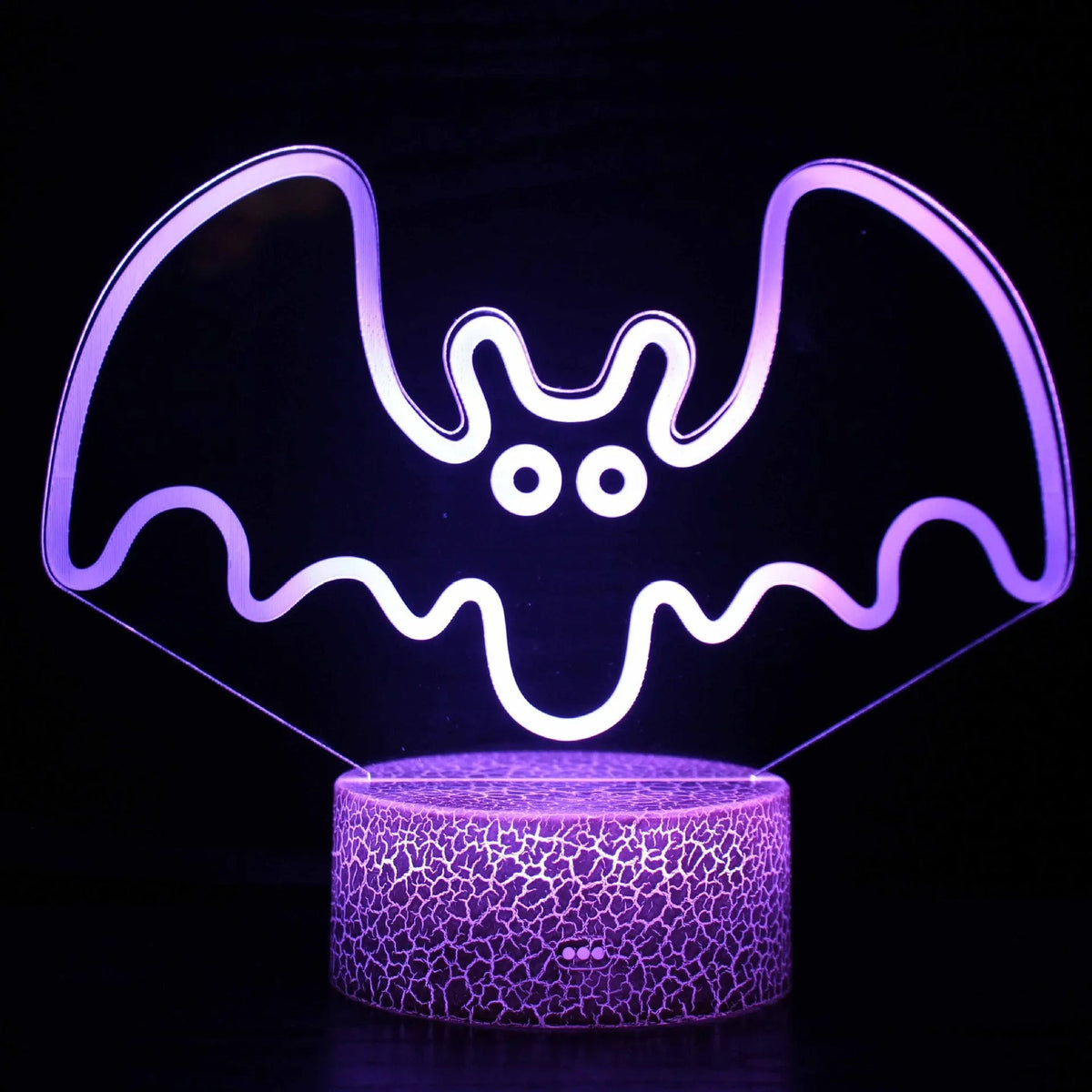 Colourful acrylic 3D USB table lamp with touch control on a small black base