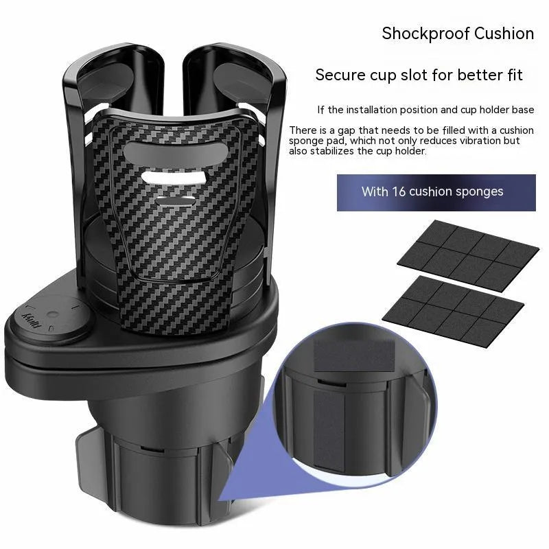 Car cup holder modification insert with carbon fibre finish for vehicle centre console drink storage
