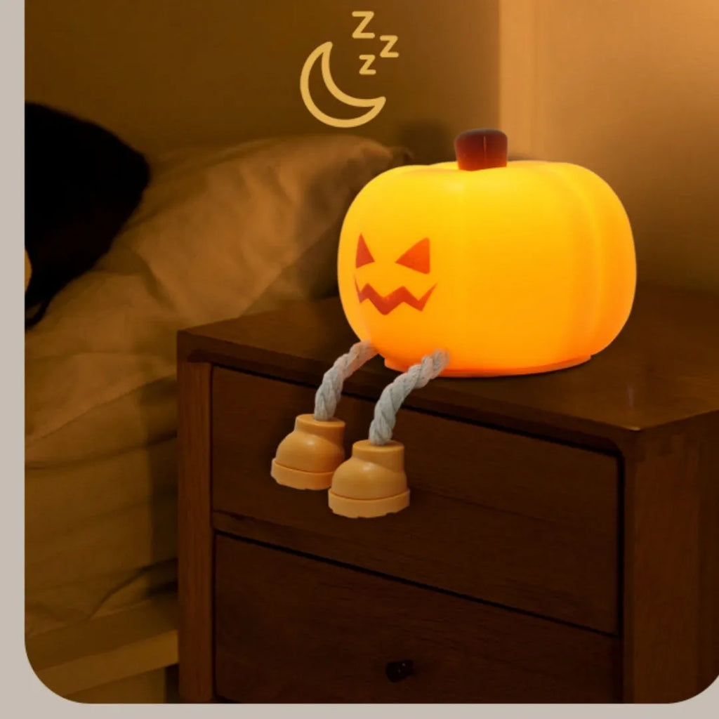 Geometric 3D Halloween pumpkin lamp with horror theme and cartoon styling
