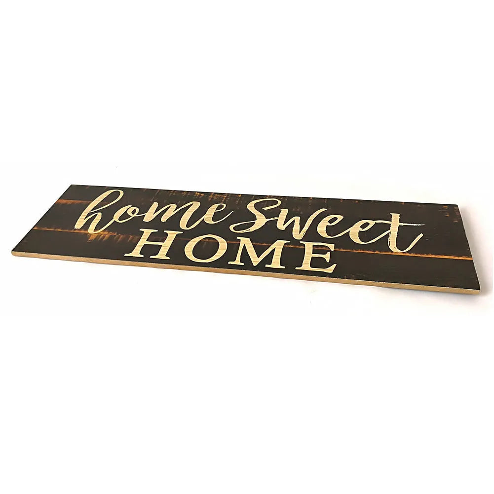Hand-carved wooden wall hanging ornament, 40cm long, shown in black and white finish options.