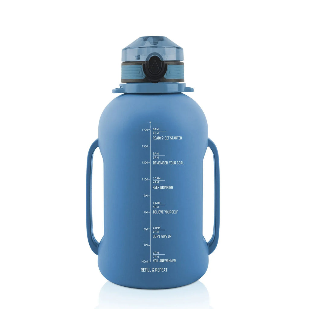Collapsible silicone water bottle 2000ml in black, turquoise, or pink with leak-proof twist cap