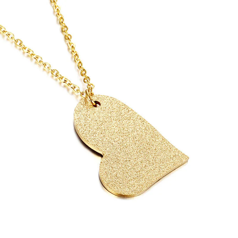 Women's silver heart-shaped titanium steel necklace with minimalist geometric design