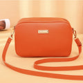 Solid colour PU leather ladies shoulder bag with three-dimensional pocket design in horizontal square shape
