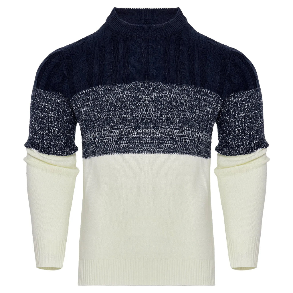 Men's knitted wool blend sweater in long sleeve pullover design for autumn winter