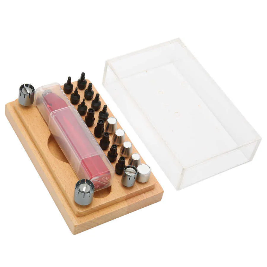 Watch repair tool set with barrel opening implements and extracting tube open tools