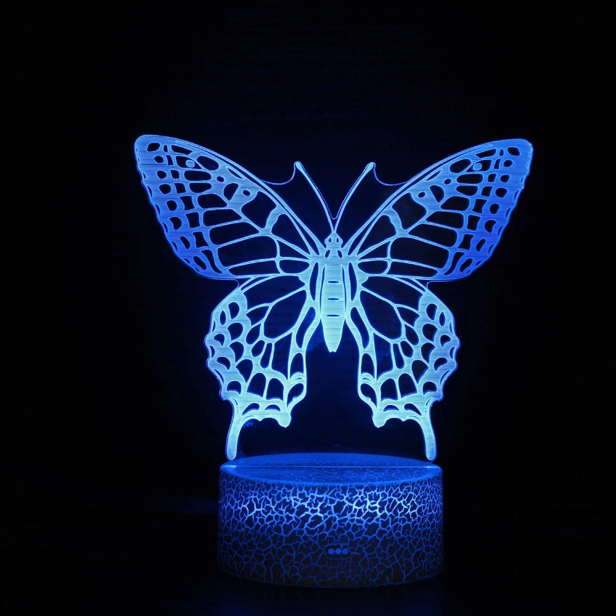 Colourful acrylic 3D USB table lamp with touch control on a small black base