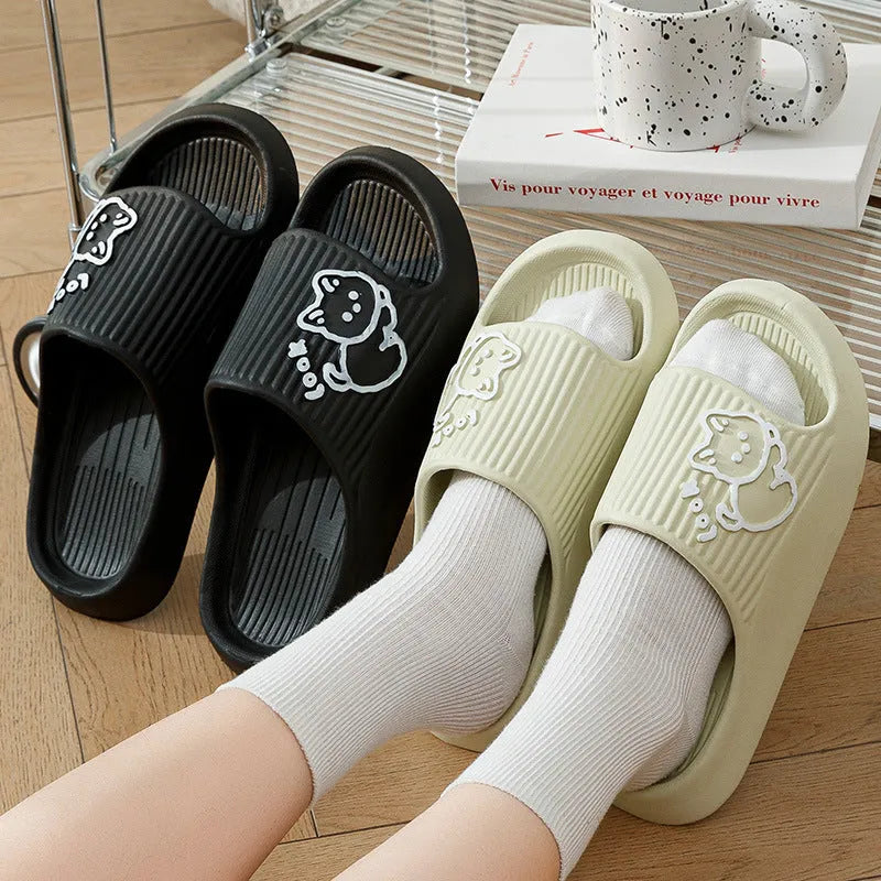 Women's cat design EVA platform slippers in multiple colours for indoor and outdoor home wear