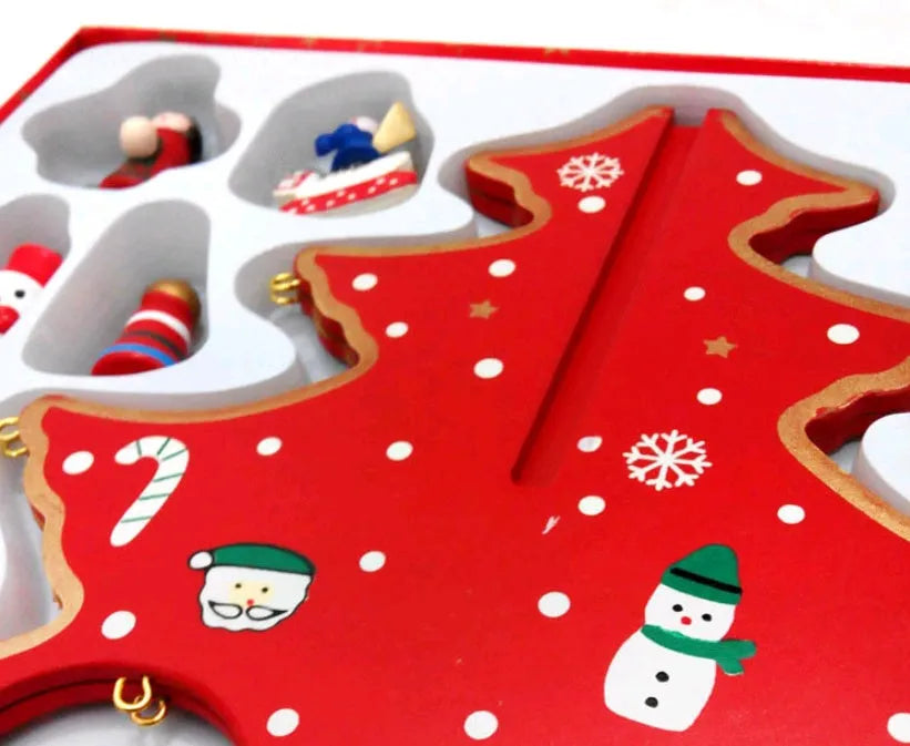 36cm hand-painted wooden Christmas tree decoration in green or red colour option