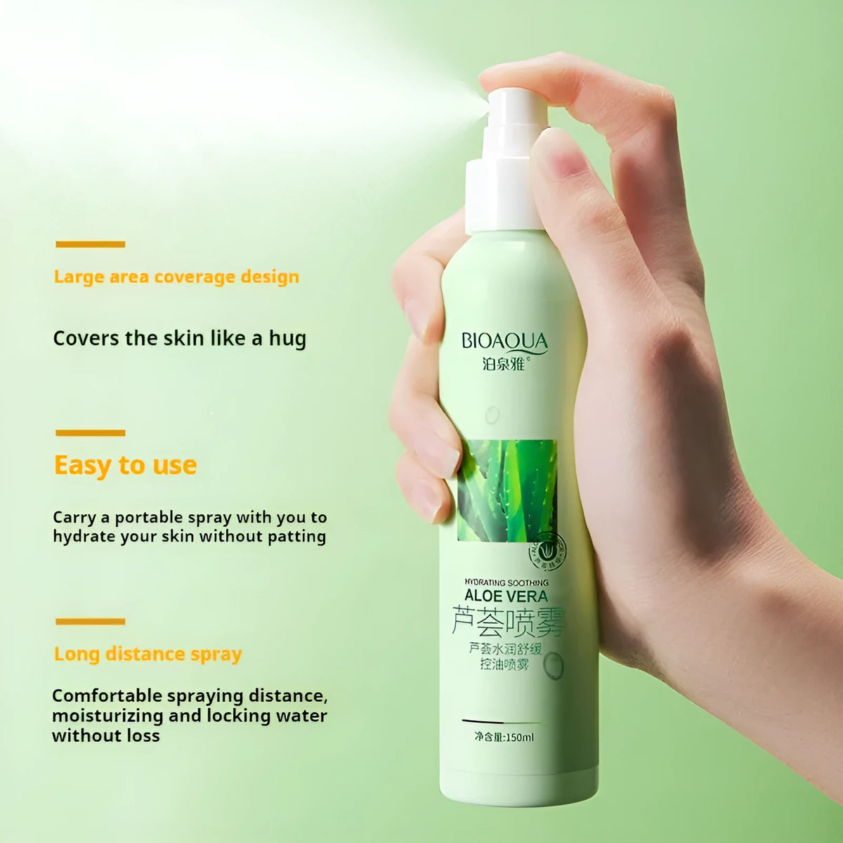 150ml moisturising toner spray bottle with fine mist mechanism for skin hydration