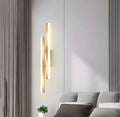 Gold finish double line wall lamp measuring 500mm with modern linear design