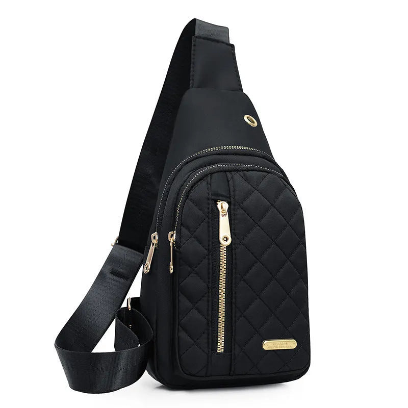 Oxford cloth crossbody chest bag for girls in assorted colours on an adjustable strap.