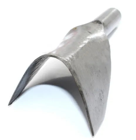 Six steel leather punch tools showing half round and V shaped profiles in sizes from 15mm to 40mm