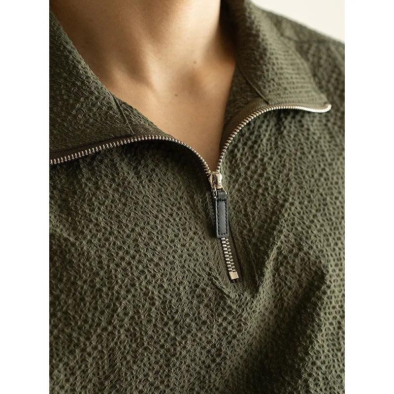 Men's loose fit cedar green short sleeve t-shirt made from quick-drying polyester fabric.
