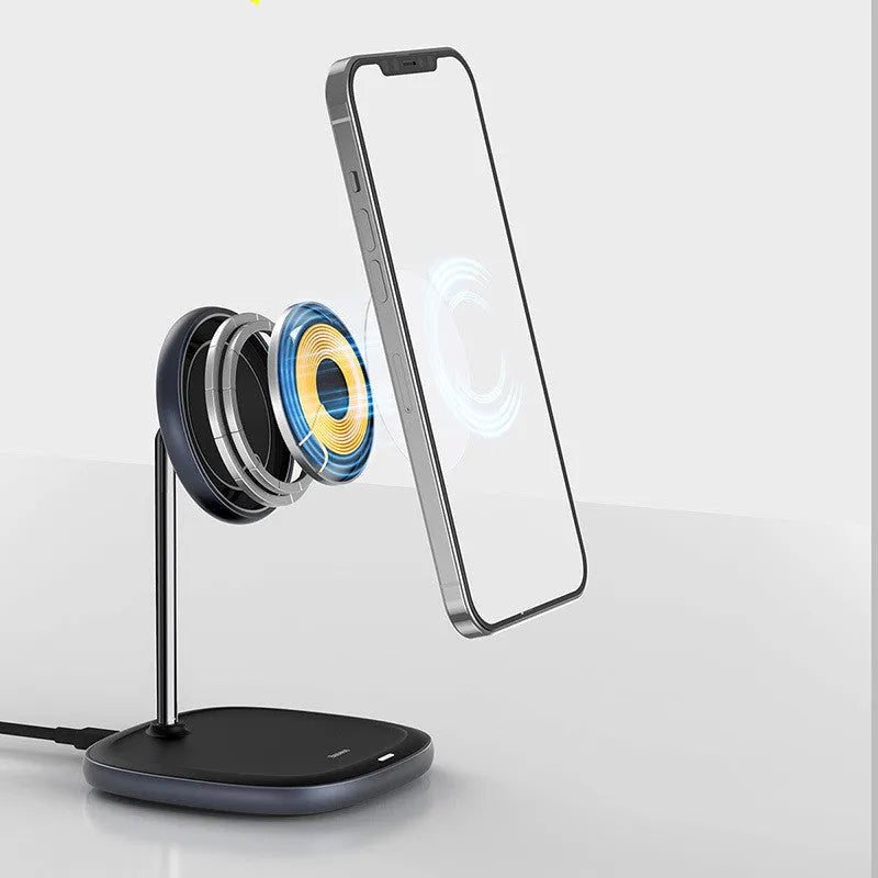 Swan magnetic desktop wireless charger for Apple iPhone 12 in black or white