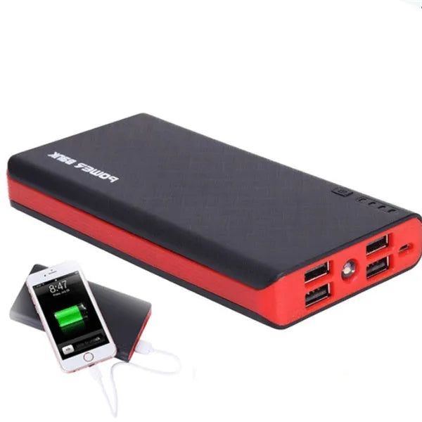 20000mAh fast charging power bank in five colours: red, blue, green, yellow, black
