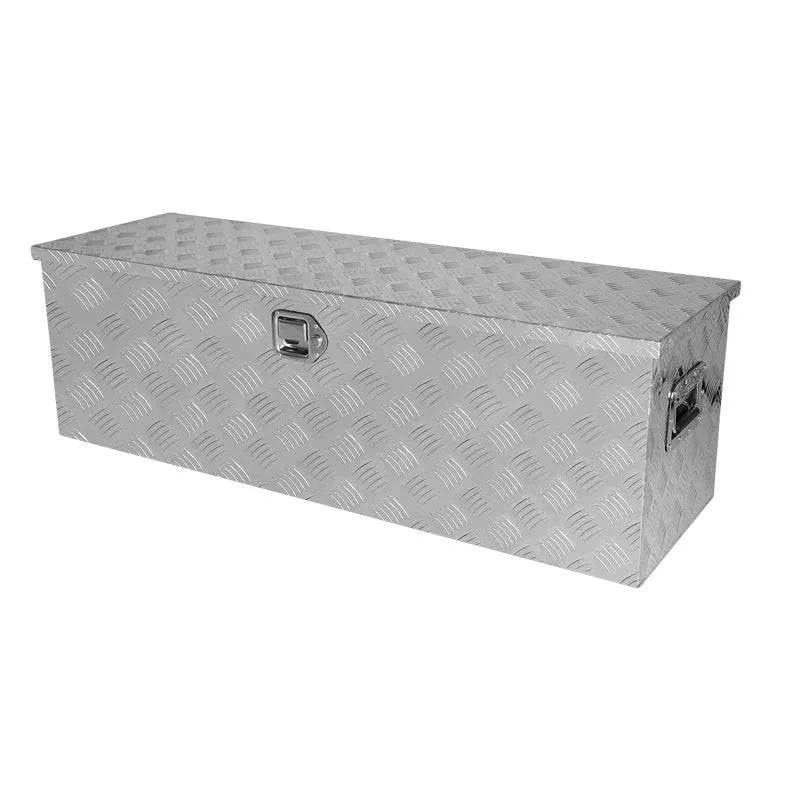 26-inch black aluminium alloy toolbox with integrated handle for tool storage