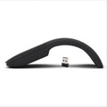 Folding Bluetooth wireless mouse showing compact 131mm size with touch scrolling surface in black colour