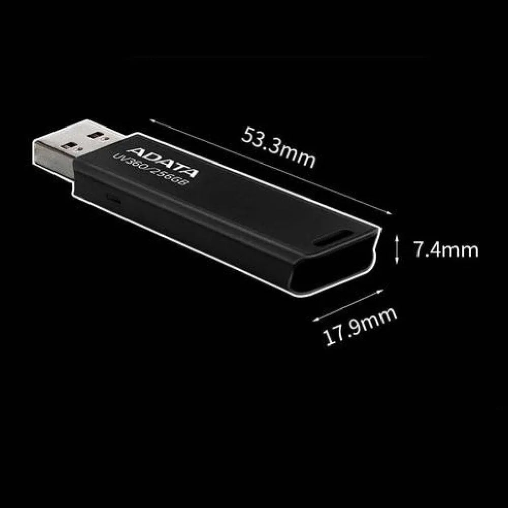 Black car USB flash drive with waterproof plastic case showing USB 3.2 connector