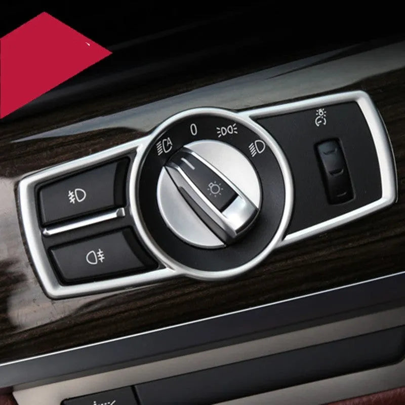 Silver ABS plastic decorative sticker for BMW headlight switch frame on 5, 7, X3, X4 models