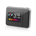 Black digital projection alarm clock with multicolour LED temperature and humidity display
