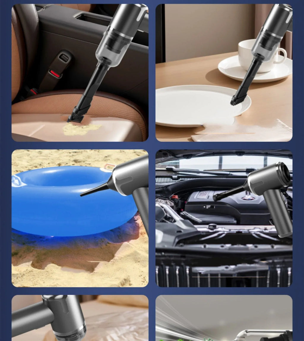 Cordless handheld car vacuum cleaner with wireless charging and 45000Pa suction power