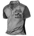 Men's short sleeve polo shirt with digital letter pattern and zipper decoration in polyester fabric