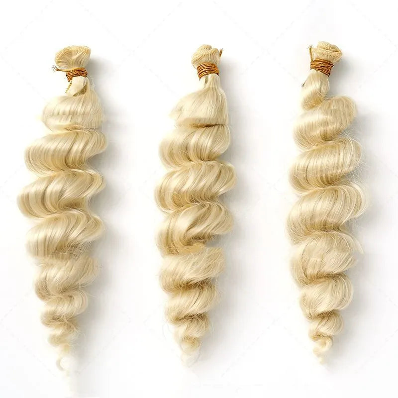 Women's golden chemical fibre hair weft wig in three length options