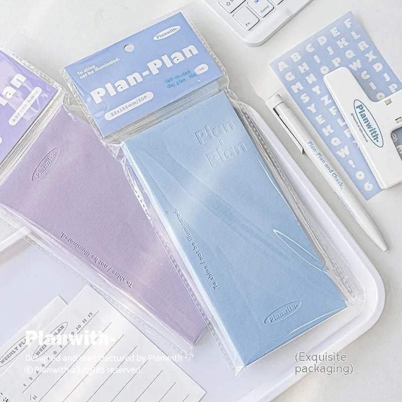 Embossed simple visual meter book notebook showing five colour options: white, purple, blue, gray, and protective cover