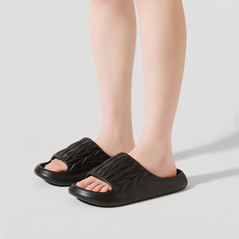 Leaf texture design EVA slippers in various colours for indoor household wear