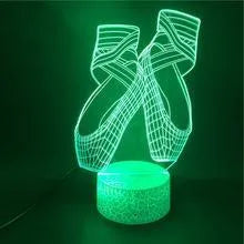 3D acrylic ballet shoe night light with colourful LED illumination and remote control