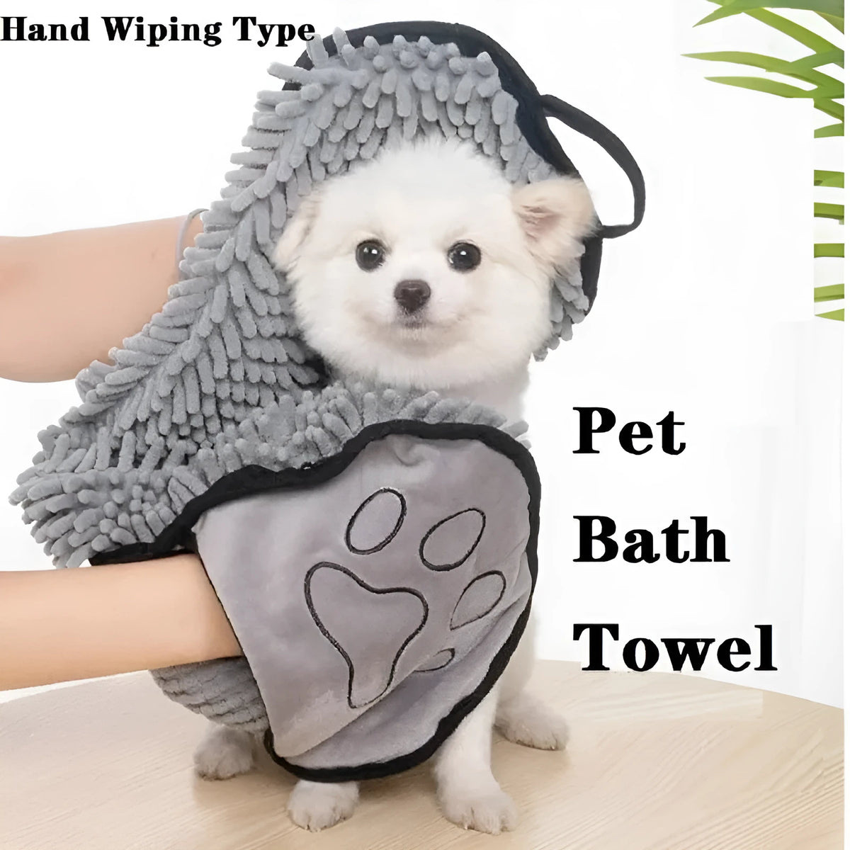 Blue dog bath robe towel measuring 62cm long with soft absorbent fibre construction