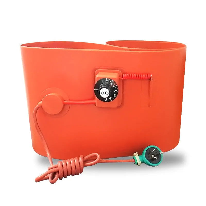 Silicone rubber heating belt wrapped around a 200-litre oil drum.