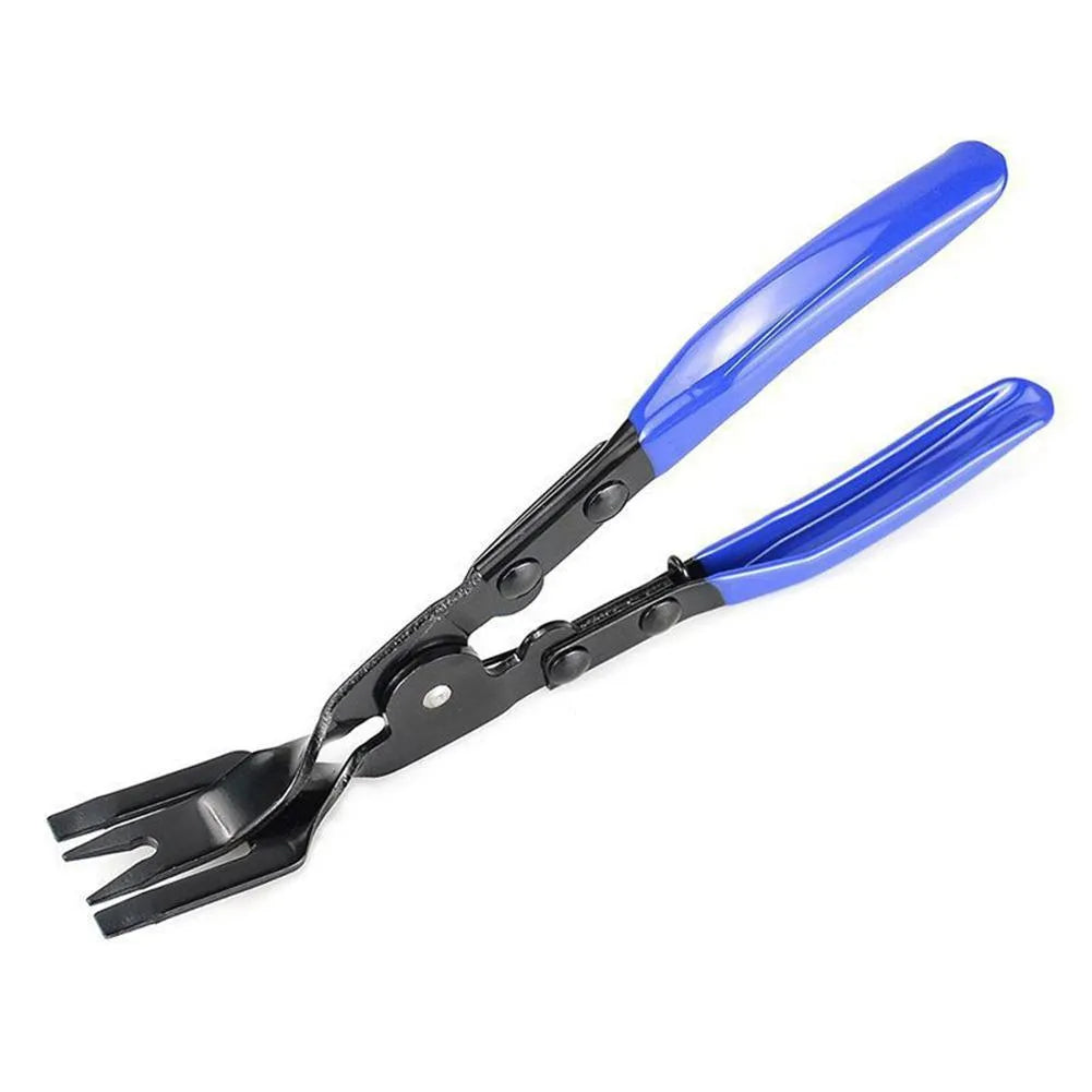 Blue 240mm long car door panel separator pliers with angled steel head for trim removal.
