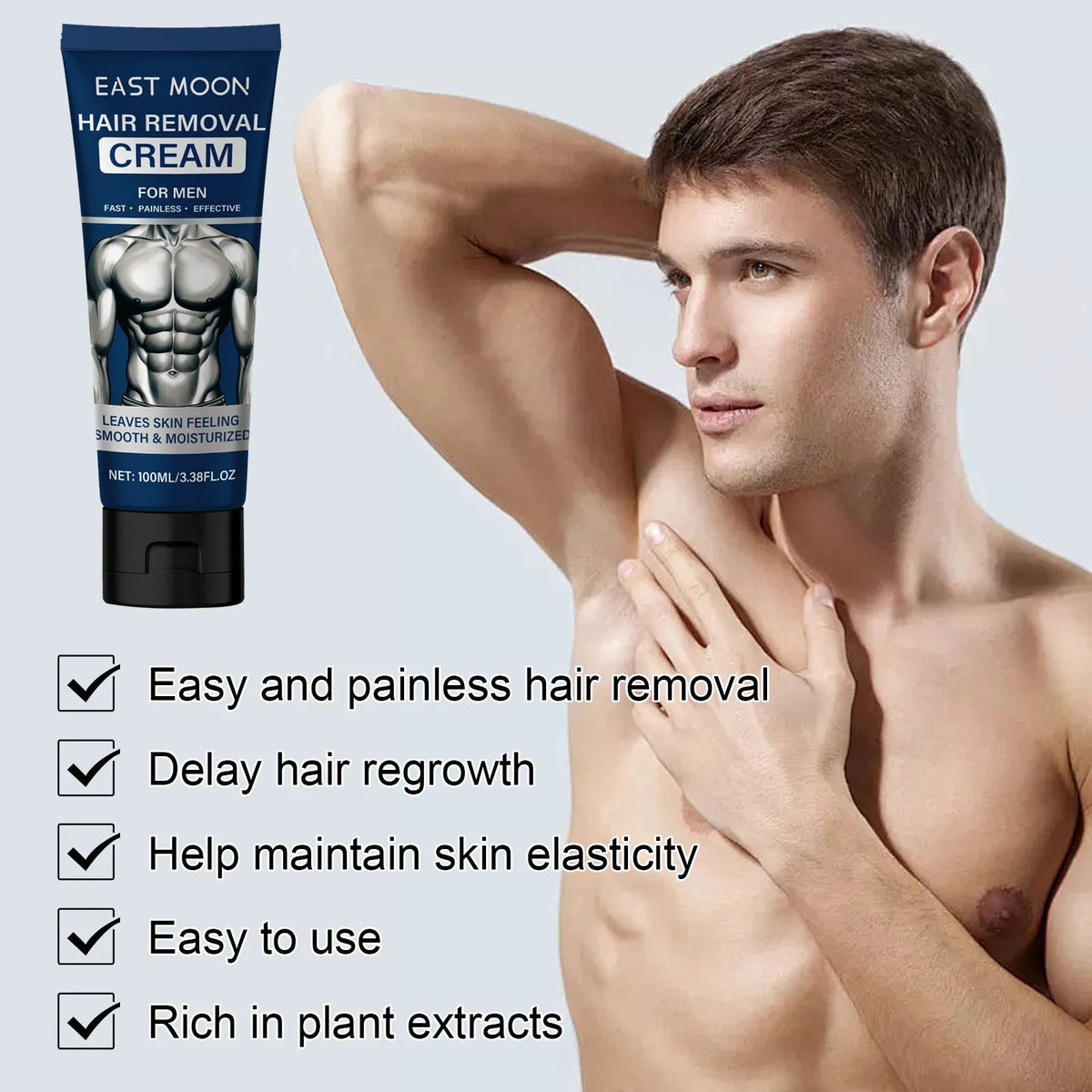 100ml men's hair removal cream container for beard, armpit, hand and leg depilation