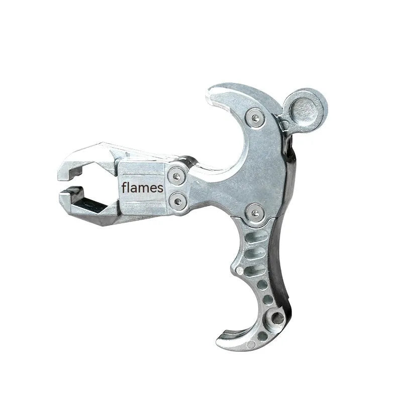 Alloy archery release aid showing two-axis harpoon clip mechanism for bowstring engagement